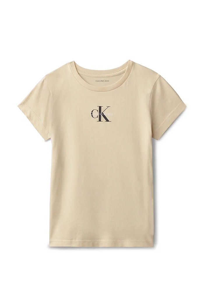 Calvin Klein Jeans T-shirt dziecięcy bawełniany 2-pack LVCKSJA50G.128.176.PPY2 beżowy SS26