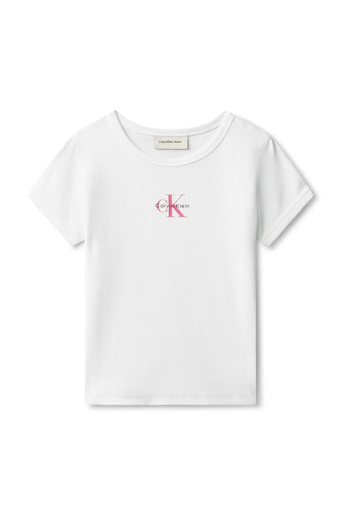 Calvin Klein Jeans tričko detské bavlnené LVCKSJB11G.128.176.PPY2 biela SS26