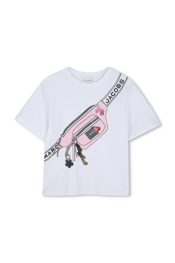 Dětské bavlněné tričko Marc Jacobs kulatý bílá W60742.114.138
