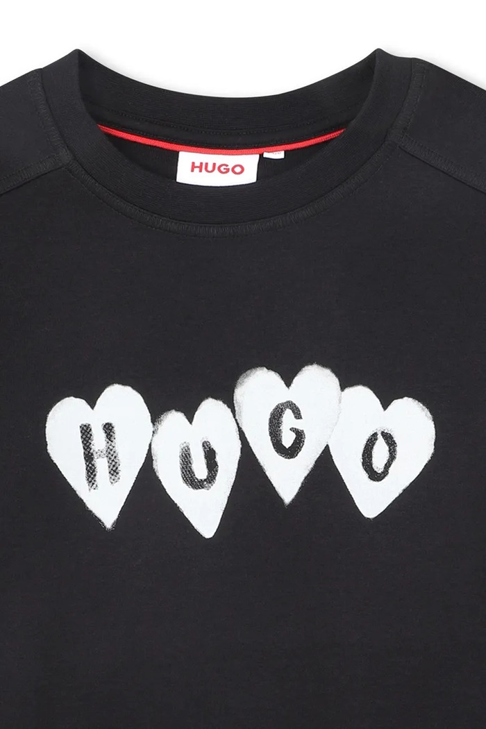Detské bavlnené tričko HUGO čierna G01052.114.150