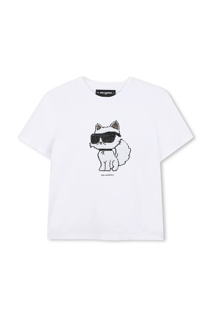 Karl Lagerfeld t-shirt dziecięcy aplikacja biały Z31153.156.162