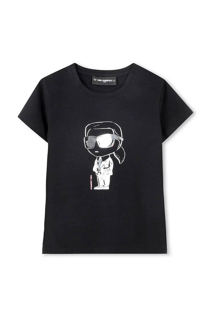 Karl Lagerfeld t-shirt dziecięcy z elastanem czarny Z31160.156.162
