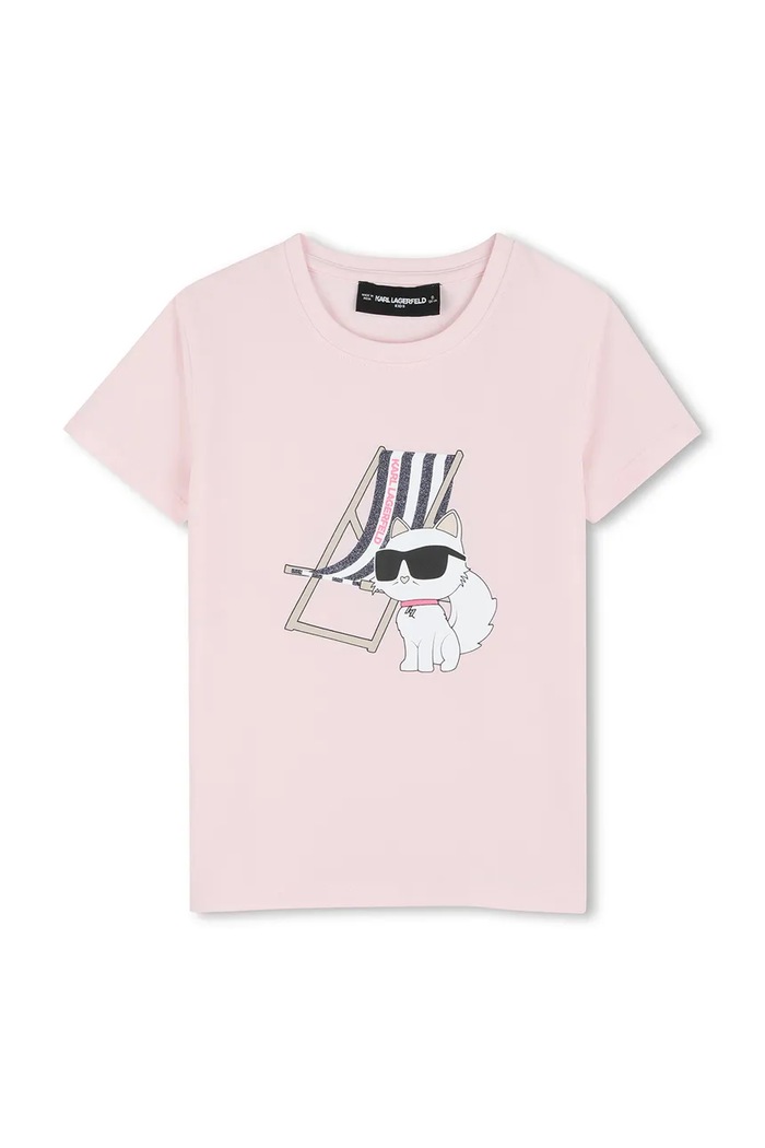 Detské tričko Karl Lagerfeld s elastanom ružová Z31157.86.108