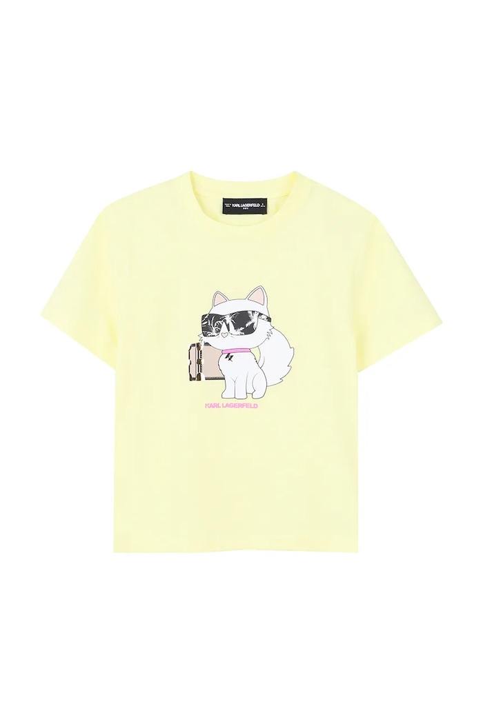 Detské tričko Karl Lagerfeld s elastanom žltá Z31162.86.108