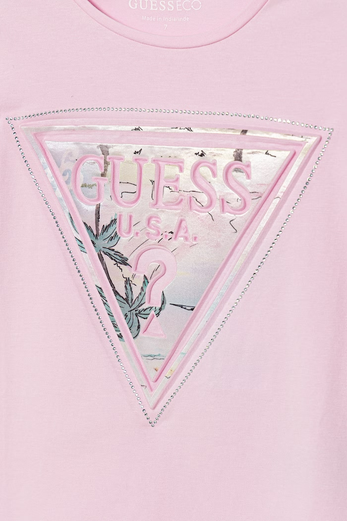 Dziewczynka Guess t-shirt bawełniany dziecięcy J6GI13.K6YW4.PPY2.M różowy