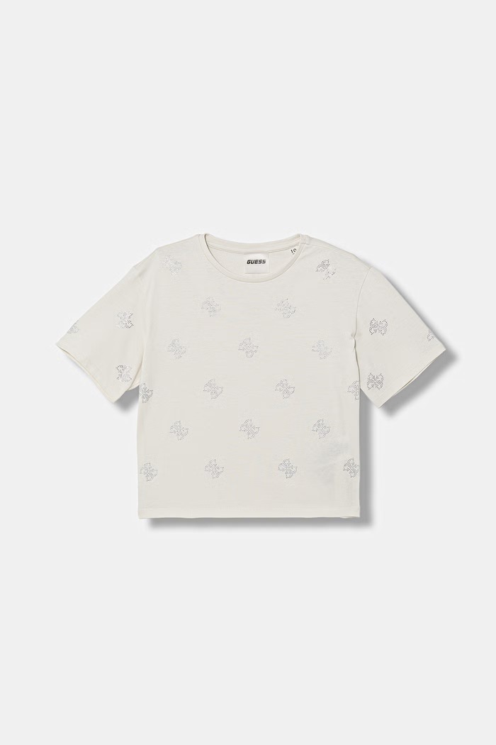 Guess t-shirt bawełniany dziecięcy aplikacja beżowy J6GI35.I3Z14.PPY2.M