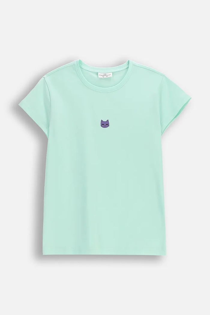 Coccodrillo t-shirt dziecięcy z elastanem turkusowy WC6143223VGA
