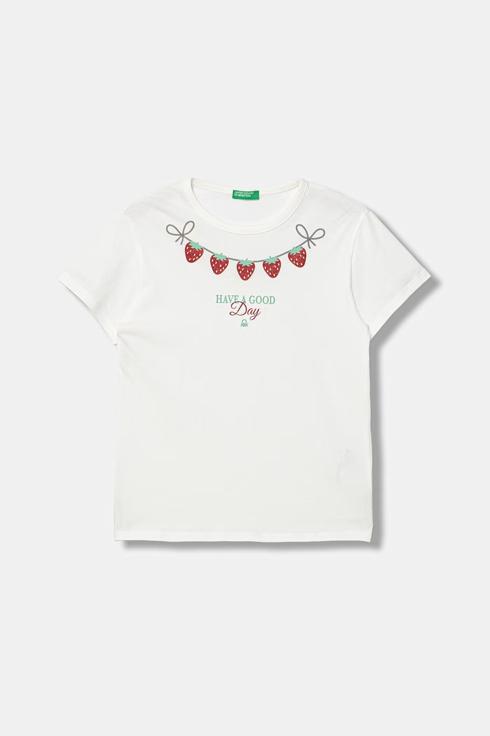 Detské bavlnené tričko United Colors of Benetton biela 3096C10SG.G.Stagionale