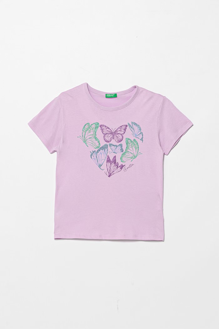 Detské bavlnené tričko United Colors of Benetton fialová 3096C10SG.G.Stagionale