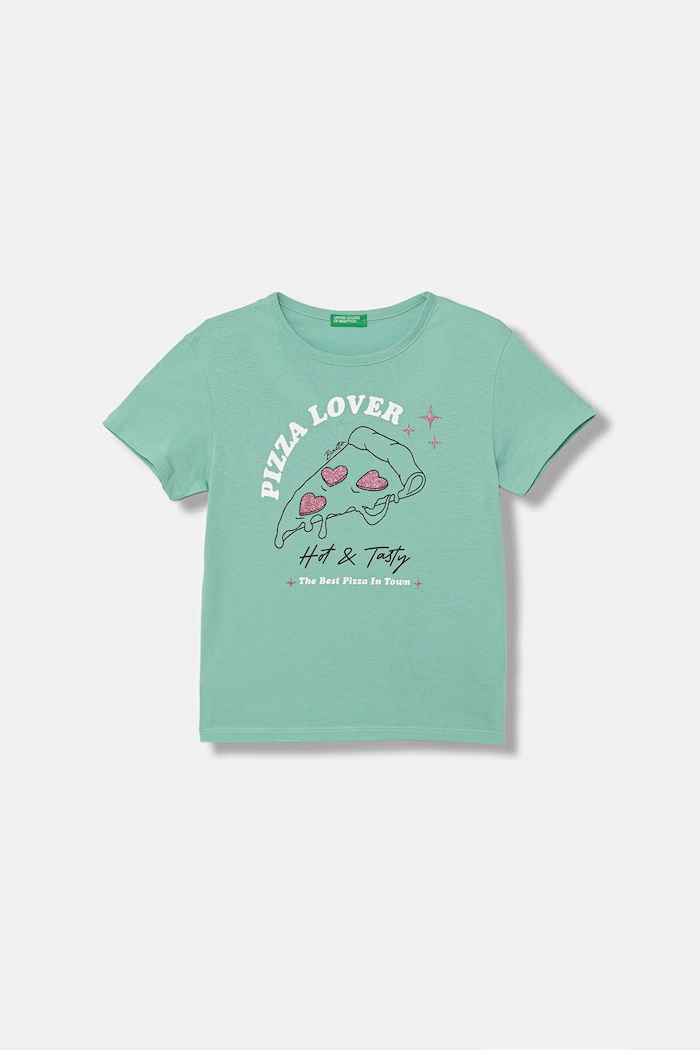 United Colors of Benetton t-shirt dziecięcy bawełniany zielony 3096C10SG.G.Stagionale
