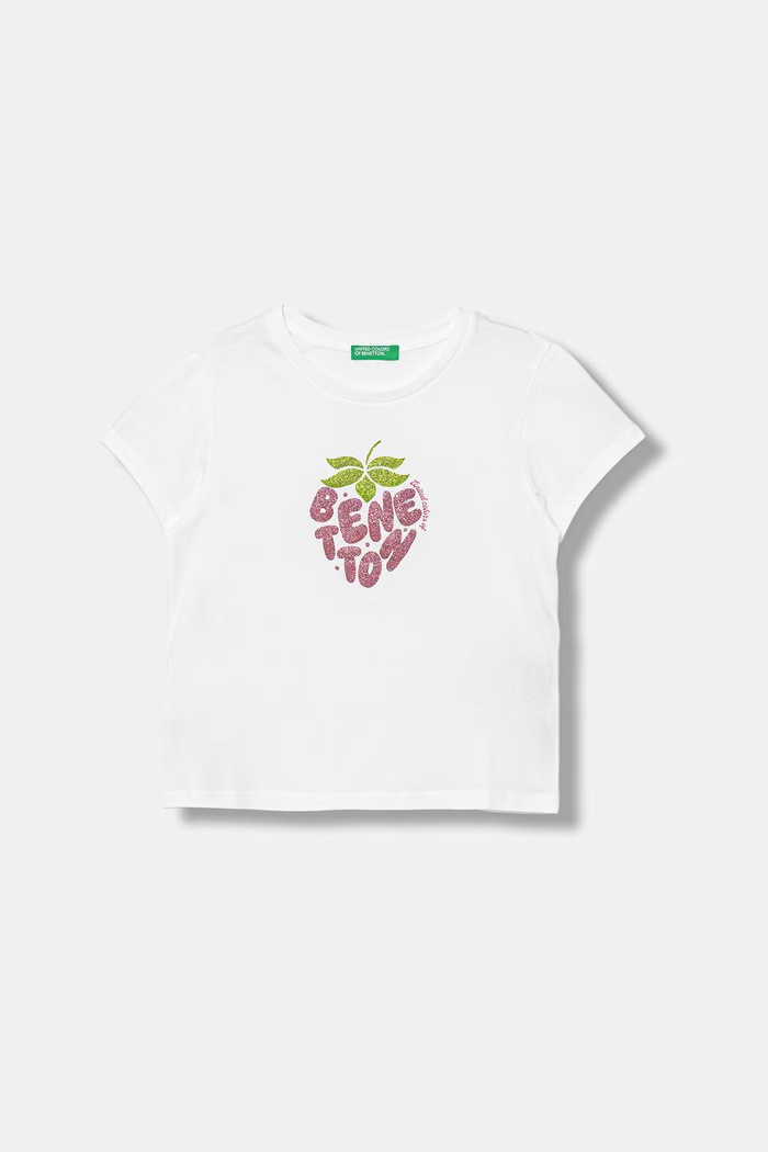 United Colors of Benetton kratka majica otroška bombažna bela 3I1XC10S6.G.Stagionale