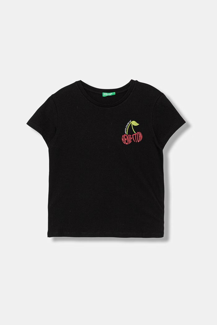 United Colors of Benetton T-shirt dziecięcy bawełniany czarny 3I1XC10S6.G.Stagionale