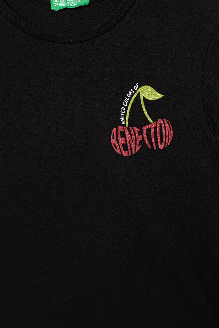 Dziewczynka United Colors of Benetton T-shirt dziecięcy bawełniany 3I1XC10S6.G.Stagionale czarny