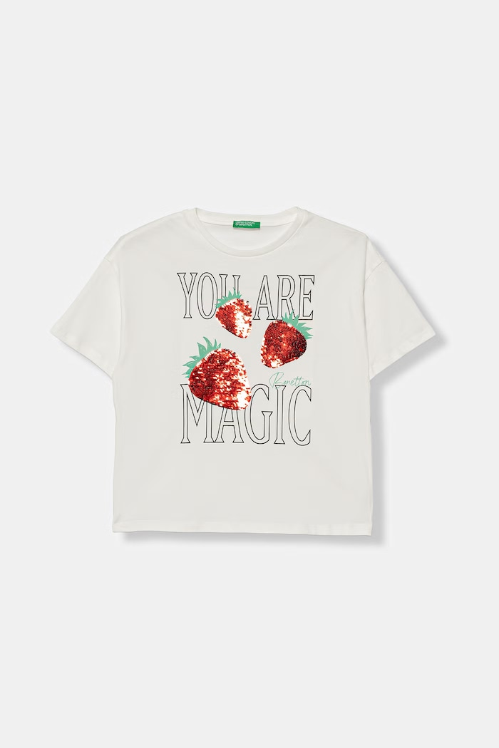 United Colors of Benetton tricou pentru copii din bumbac alb 3I1XC10SF.G.Stagionale