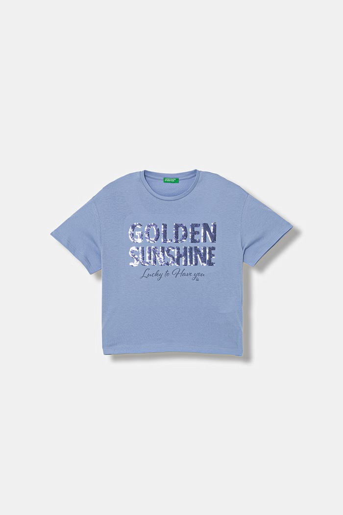 United Colors of Benetton T-shirt dziecięcy bawełniany niebieski 3I1XC10SF.G.Stagionale