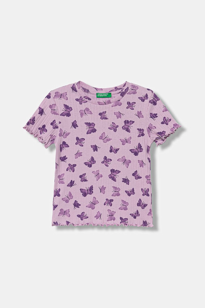 United Colors of Benetton kratka majica otroška bombažna vijolična 3XULG10M5.P.Stagionale