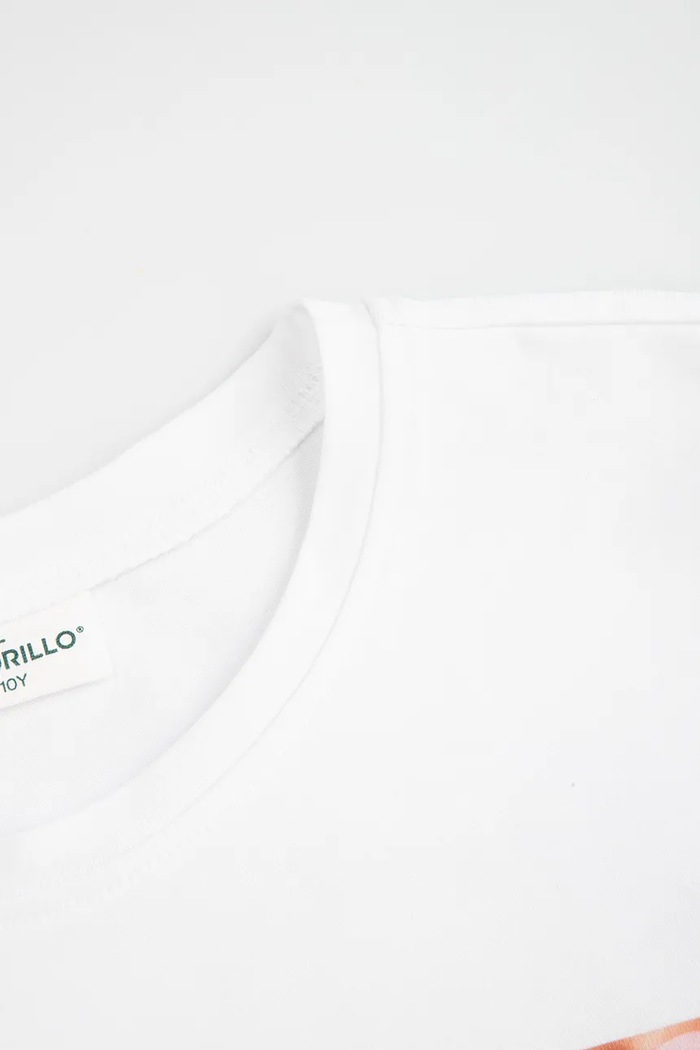 Fete Coccodrillo tricou pentru copii, din bumbac cu elastan WC6143210LGD alb
