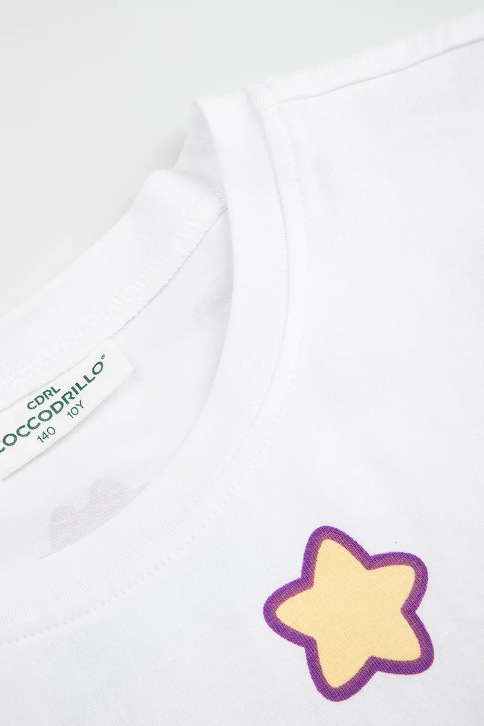 Lány Coccodrillo t-shirt gyerek pamut WC6143214LGD fehér