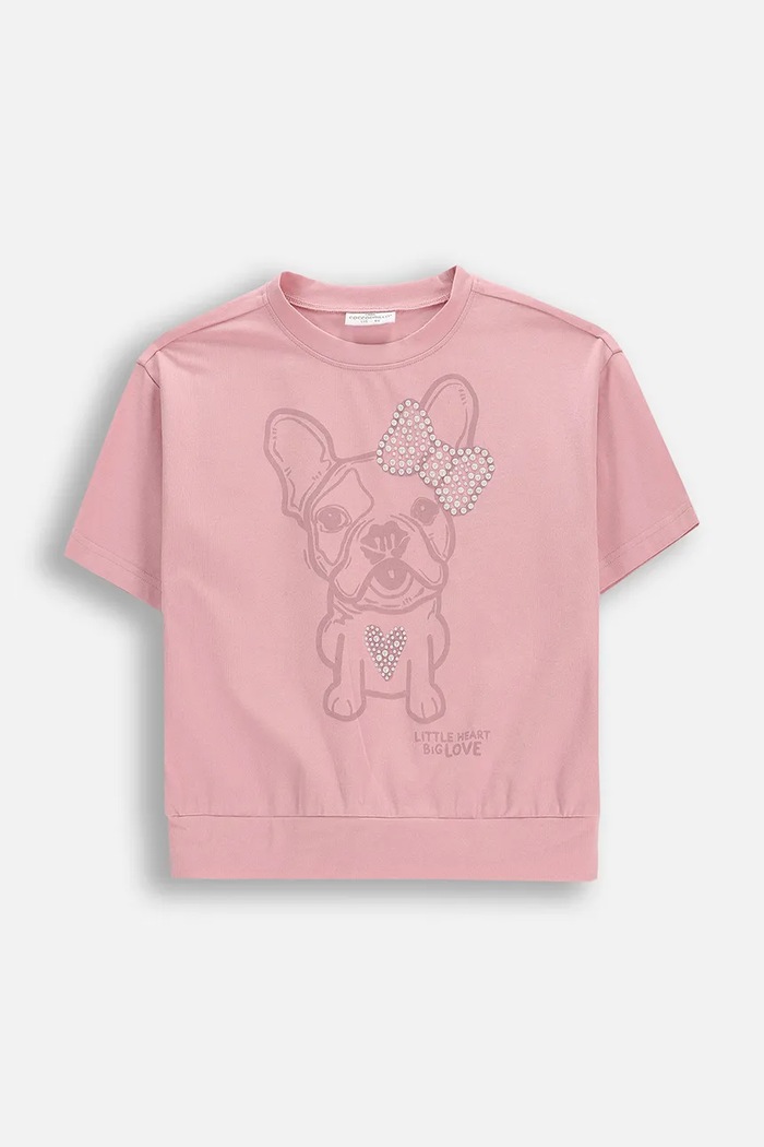 Coccodrillo tricou pentru copii, din bumbac cu elastan roz WC6143202HGK