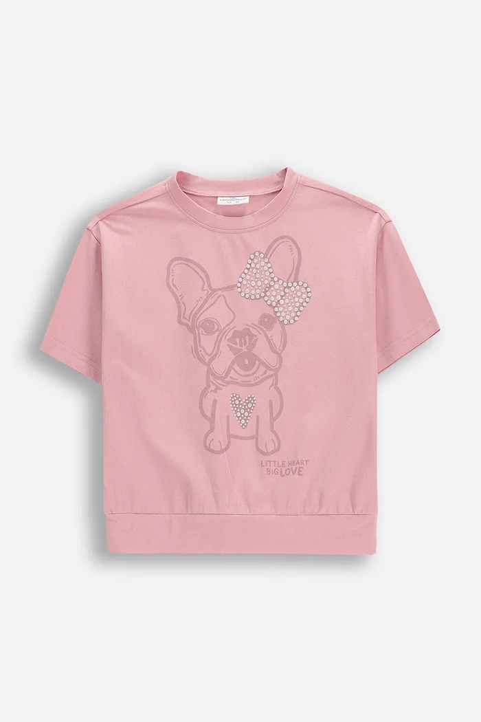 Coccodrillo tricou pentru copii, din bumbac cu elastan roz WC6143202HGK