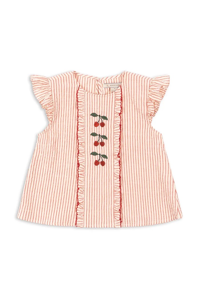 Konges Sløjd blúzka s volánom detská bavlnená ELLIE FRILL TOP GOTS ružová KS105347.PPY2