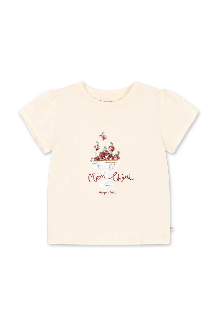 Konges Sløjd t-shirt gyerek pamut FAMO PUFF TEE GOTS bézs KS105368.PPY2