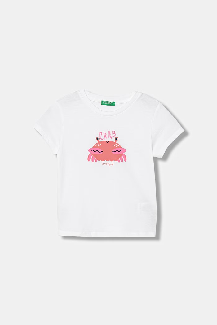 United Colors of Benetton T-shirt dziecięcy bawełniany biały 3I1XG10N5.P.seasonal