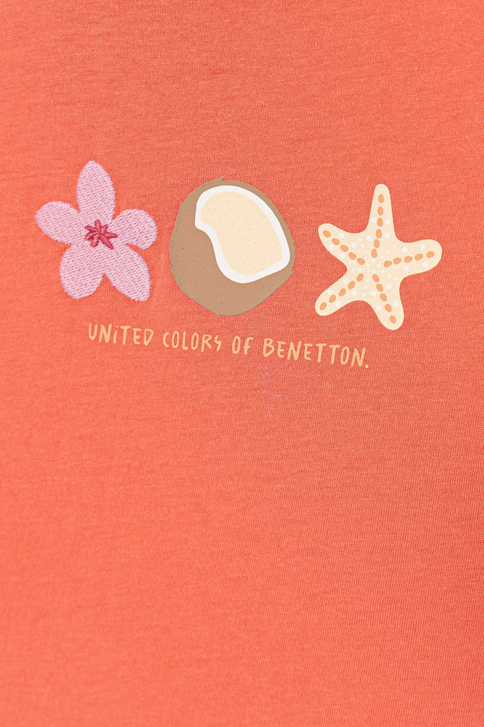 Dziewczynka United Colors of Benetton T-shirt dziecięcy bawełniany 3I1XG10N1.P.seasonal pomarańczowy