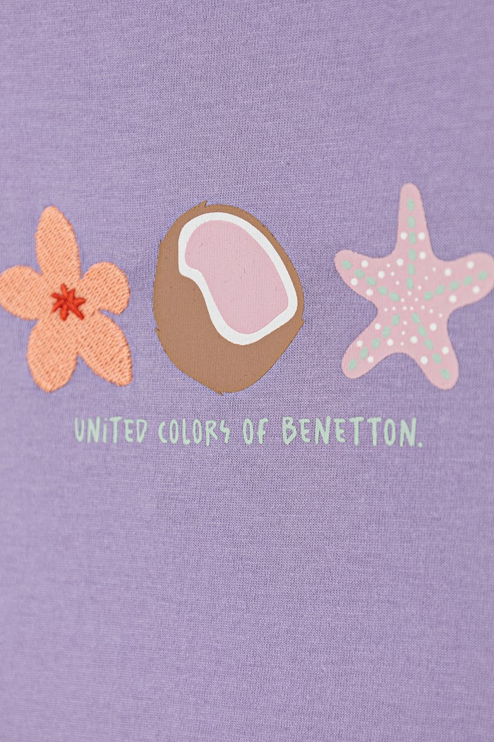 Dziewczynka United Colors of Benetton T-shirt dziecięcy bawełniany 3I1XG10N1.P.seasonal fioletowy
