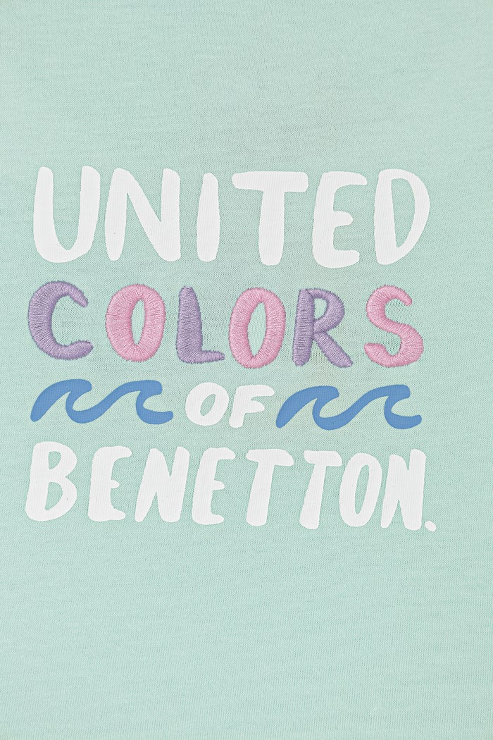 Dziewczynka United Colors of Benetton T-shirt dziecięcy bawełniany 3I1XG10N1.P.seasonal turkusowy