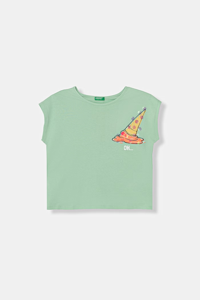 United Colors of Benetton T-shirt dziecięcy bawełniany zielony 3I1XC10U0.G.seasonal