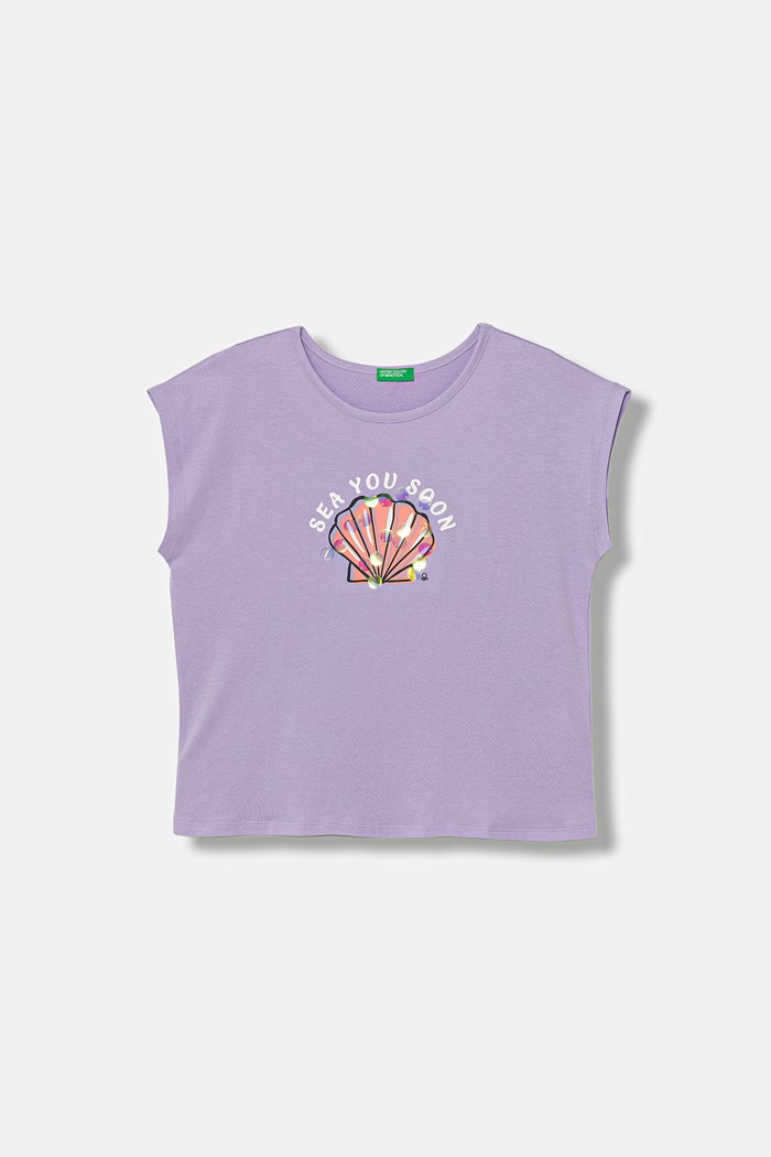 United Colors of Benetton T-shirt dziecięcy bawełniany fioletowy 3I1XC10U0.G.seasonal