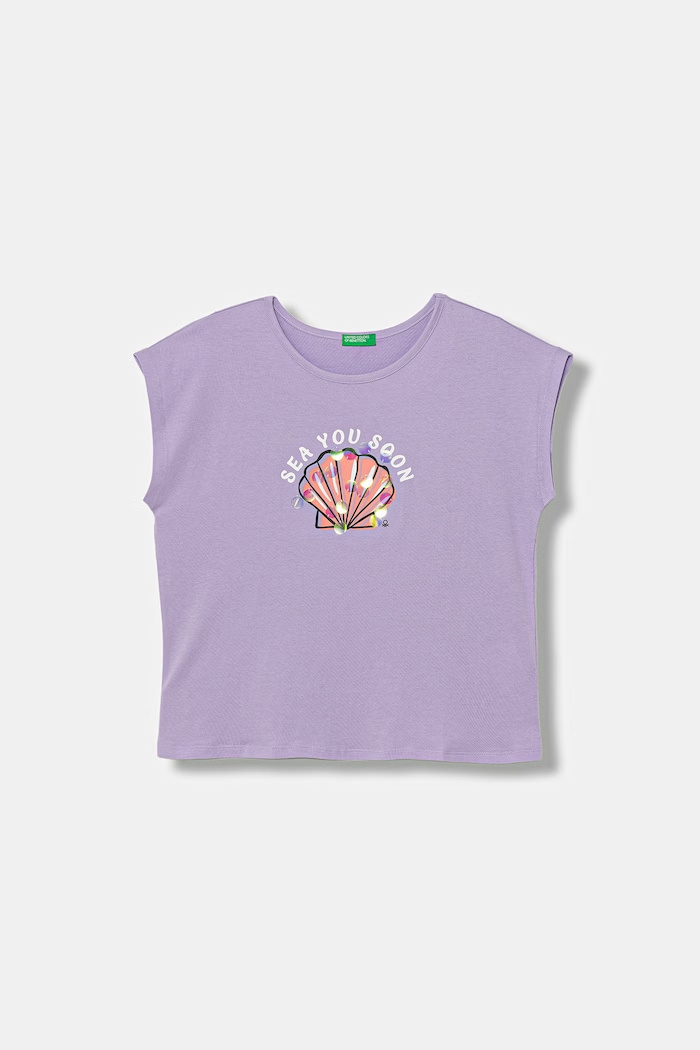 United Colors of Benetton T-shirt dziecięcy bawełniany fioletowy 3I1XC10U0.G.seasonal