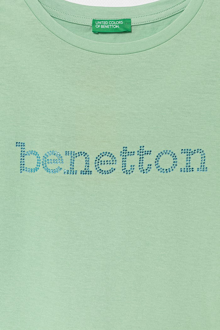 Dziewczynka United Colors of Benetton T-shirt dziecięcy bawełniany 3I1XC10TT.G.seasonal zielony