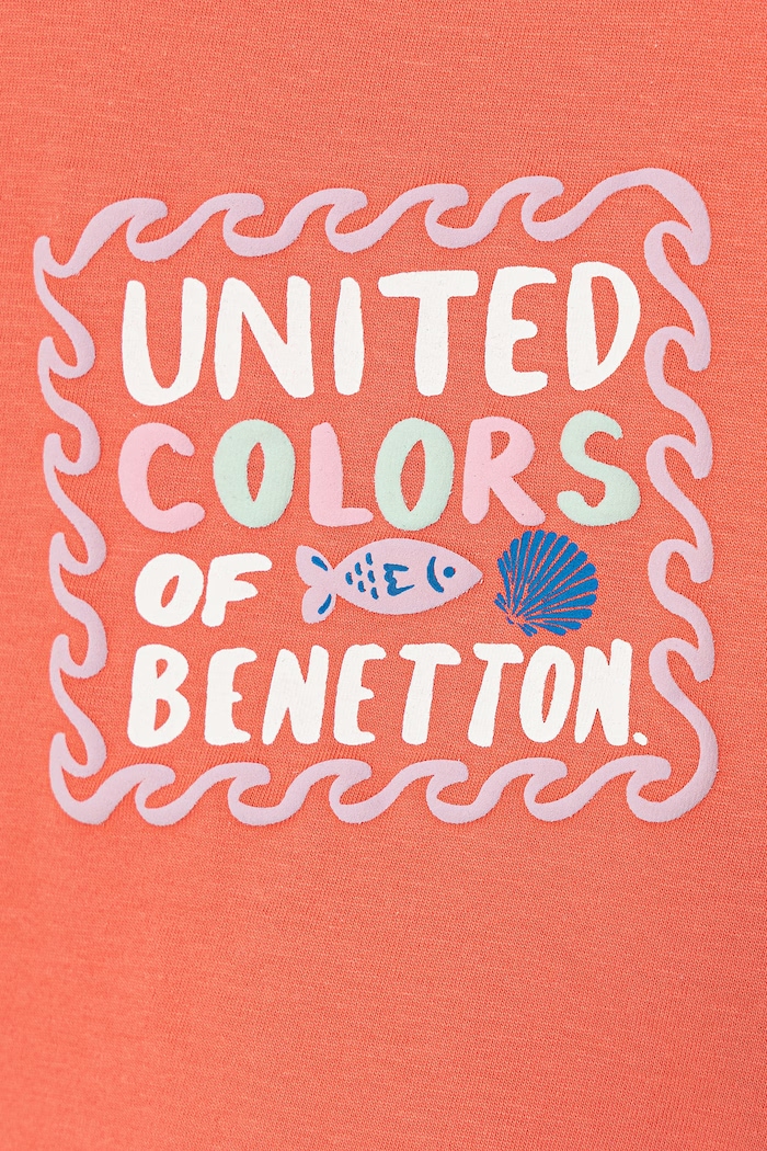 Dievča United Colors of Benetton top detský bavlnený 3I1XGH016.P.seasonal oranžová