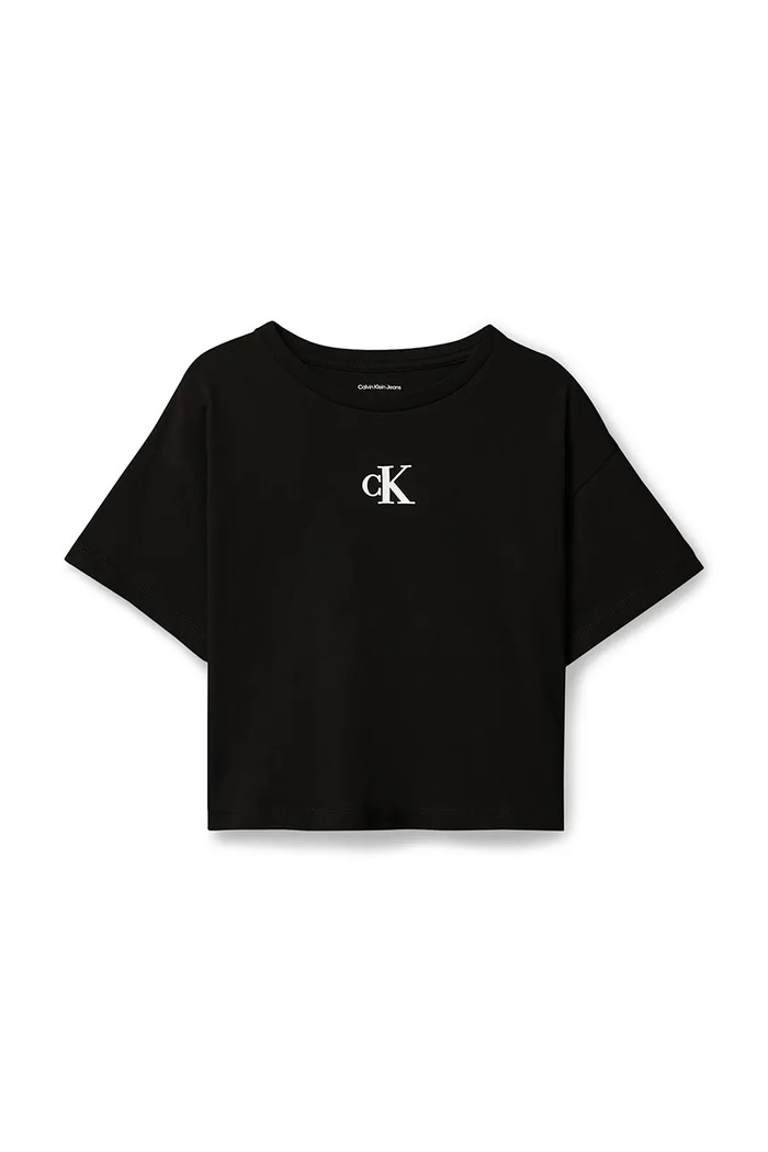 Calvin Klein Jeans T-shirt dziecięcy bawełniany LVCKSJA16G.128.176.PPY2 czarny SS26