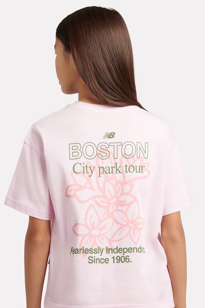 New Balance T-shirt dziecięcy bawełniany różowy YT6124R8