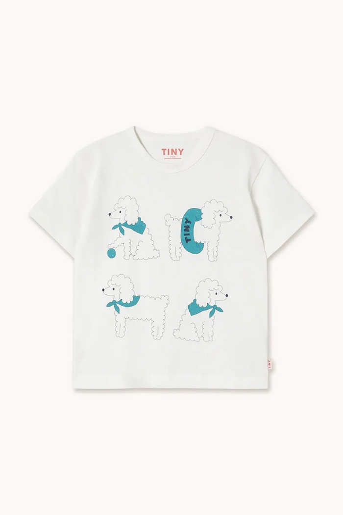 Otroška bombažna kratka majica Tinycottons POODLE GRAPHIC TEE Okrogel bela SS26.038