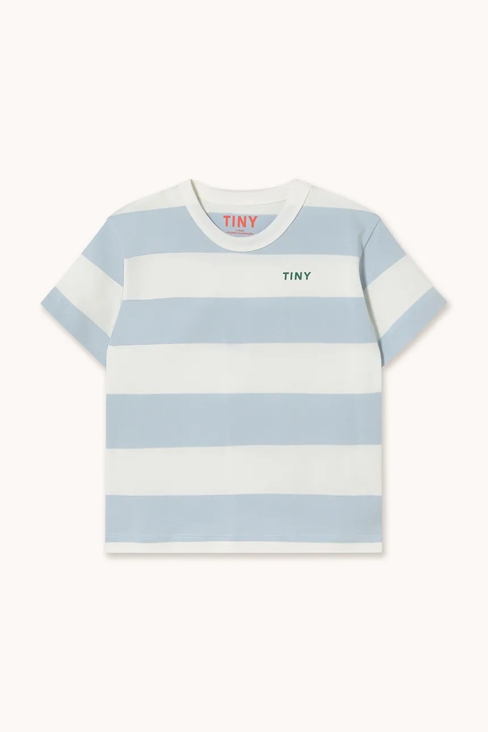 Otroška bombažna kratka majica Tinycottons STRIPES KNIT TEE SS26.077 modra SS26
