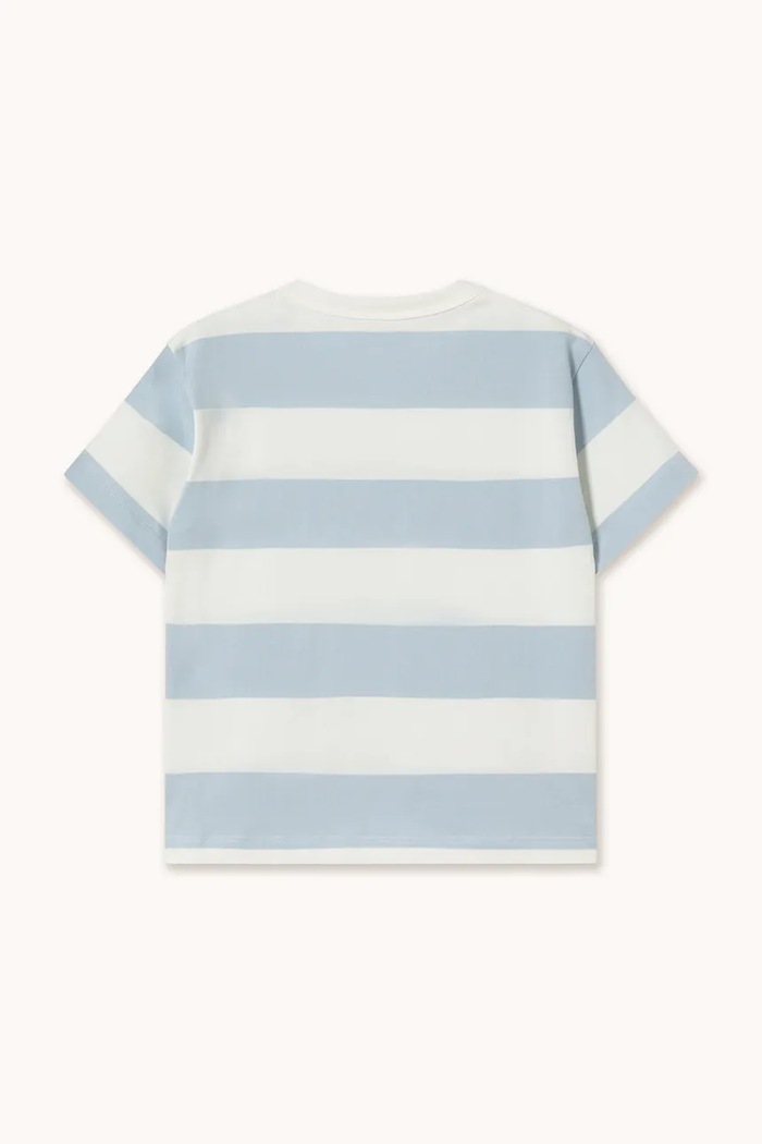 Deklice Otroška bombažna kratka majica Tinycottons STRIPES KNIT TEE SS26.077 modra