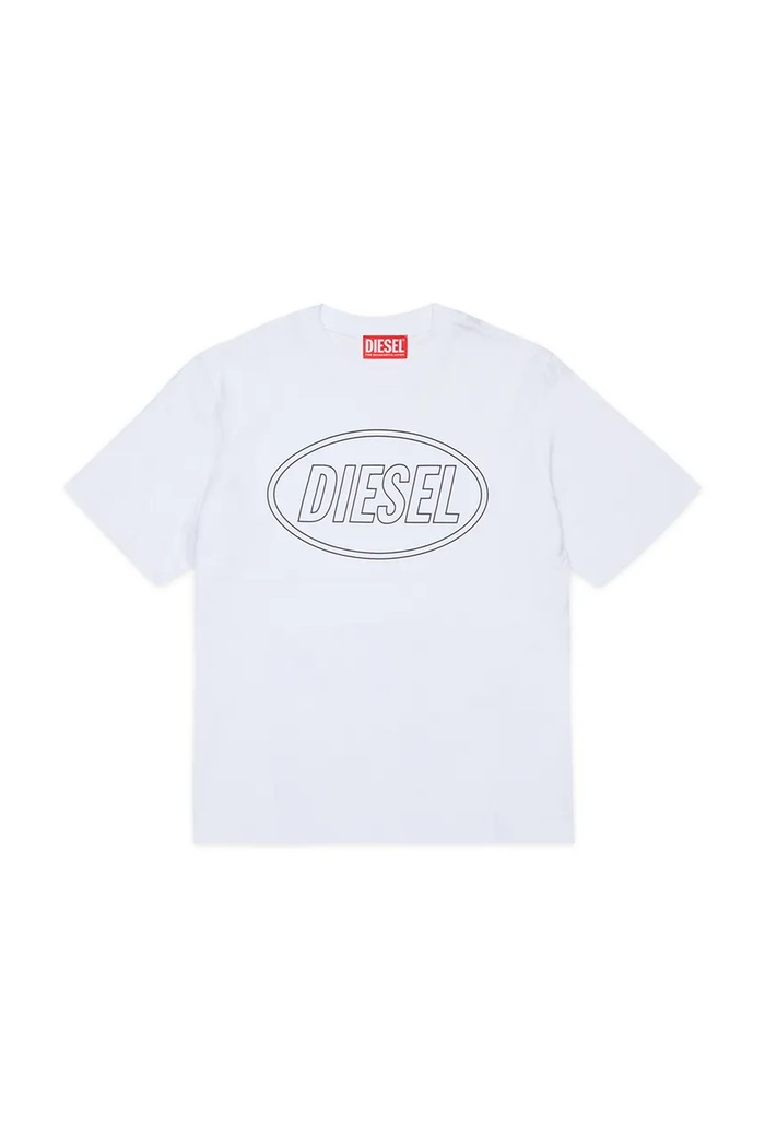 Diesel t-shirt bawełniany dziecięcy TCIRCLE OVER T-SHIRT nadruk biały J02582.0GRAI