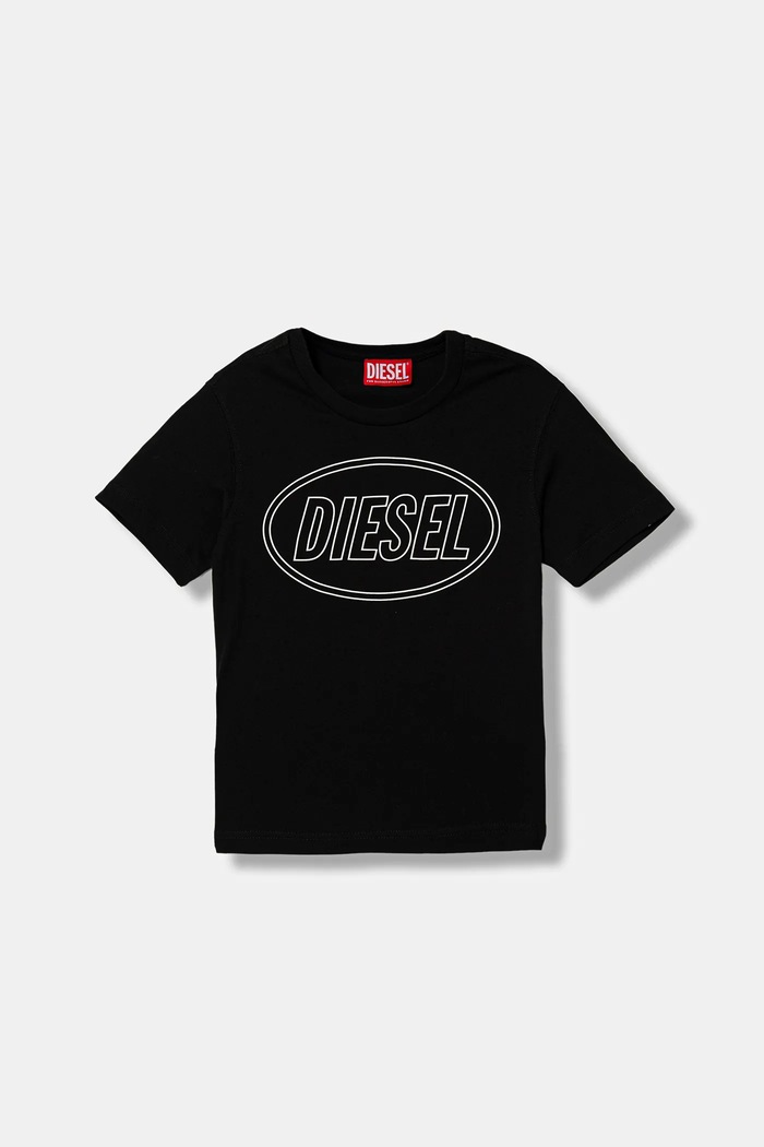 Detské bavlnené tričko Diesel TCIRCLE OVER T-SHIRT bavlna čierna J02582.0GRAI