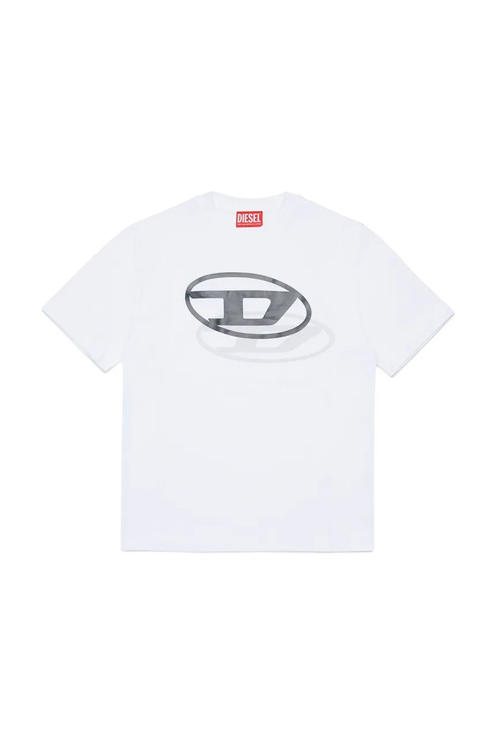 Diesel t-shirt bawełniany dziecięcy TVALE OVER T-SHIRT nadruk biały J02601.00YI9