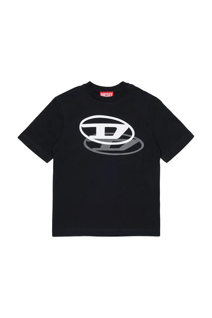 Diesel t-shirt bawełniany dziecięcy TVALE OVER T-SHIRT nadruk czarny J02601.00YI9