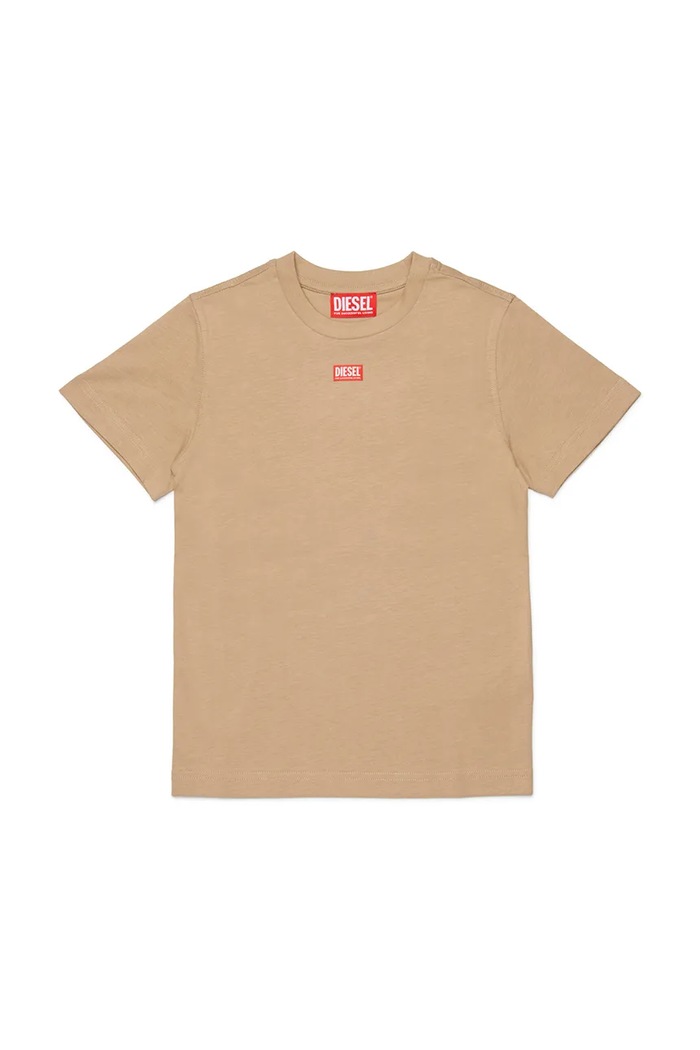Детска памучна тениска Diesel TJUSTR7 T-SHIRT памук бежов J02770.0CATM