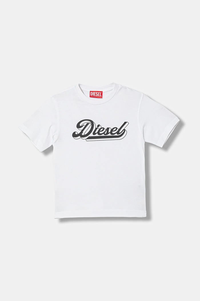 Diesel tricou de bumbac pentru copii TCORS OVER T-SHIRT uni alb J02869.KYA1M
