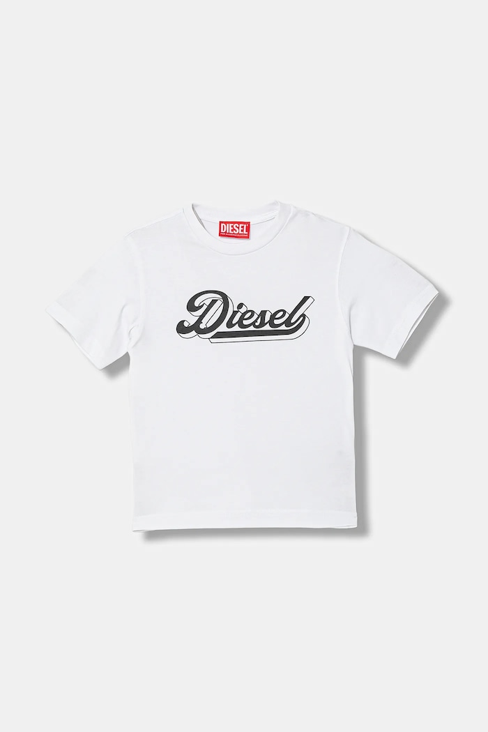 Diesel tricou de bumbac pentru copii TCORS OVER T-SHIRT uni alb J02869.KYA1M