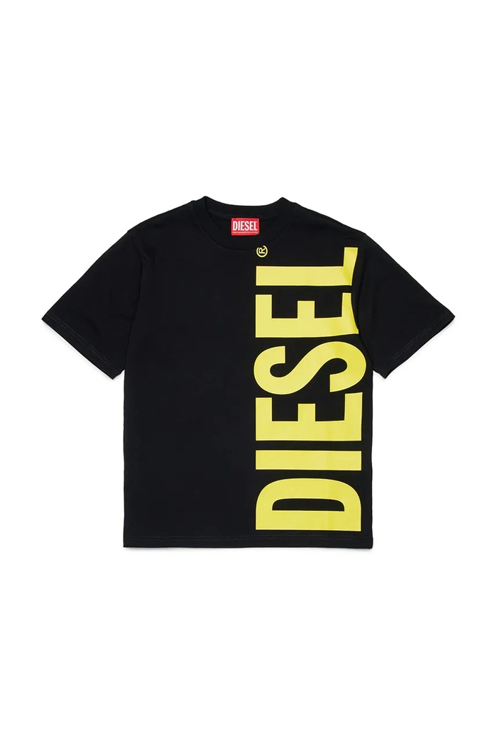 Diesel t-shirt bawełniany dziecięcy MTOMS OVER T-SHIRTS nadruk czarny J02737.00YI9