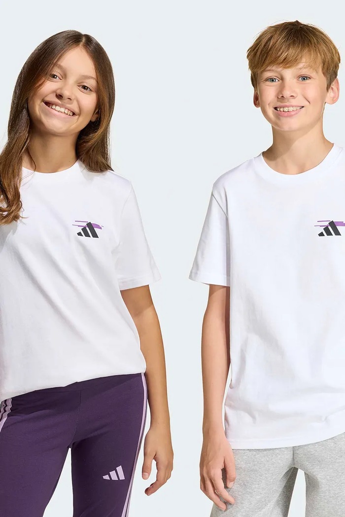 Chlapec Detské bavlnené tričko adidas KA0532 biela