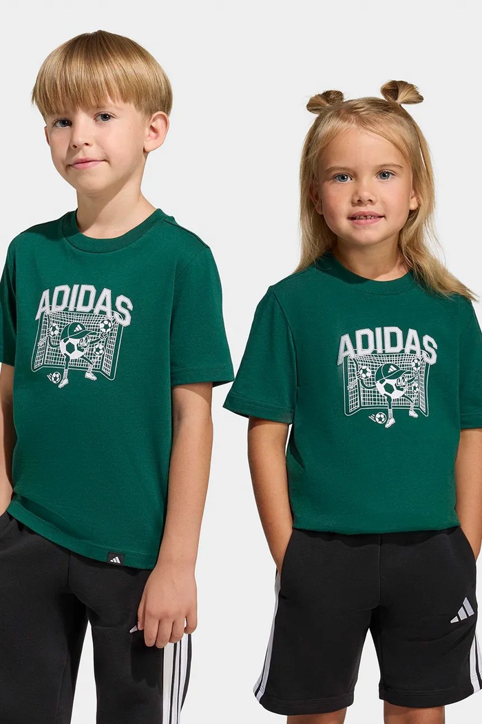 adidas t-shirt bawełniany dziecięcy nadruk zielony KA2964